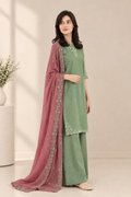 Sage Green Stitched 3PC Embroidered Suit