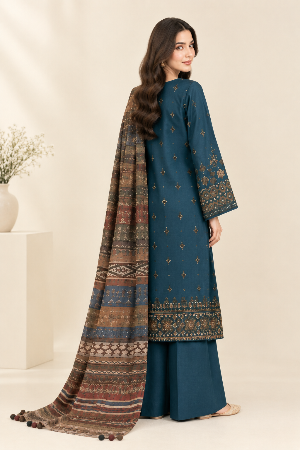 Sapphire Premium Dhanak 3PC Suit – NF 409