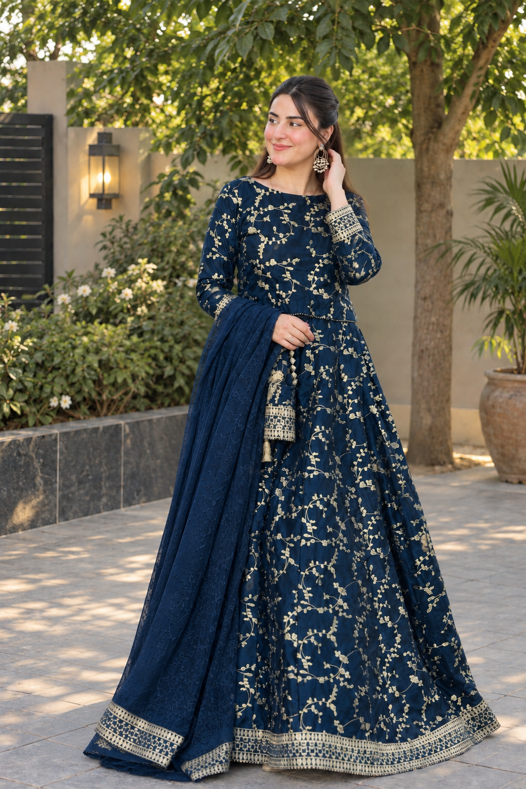 Navy Blue Embroidered lehenga