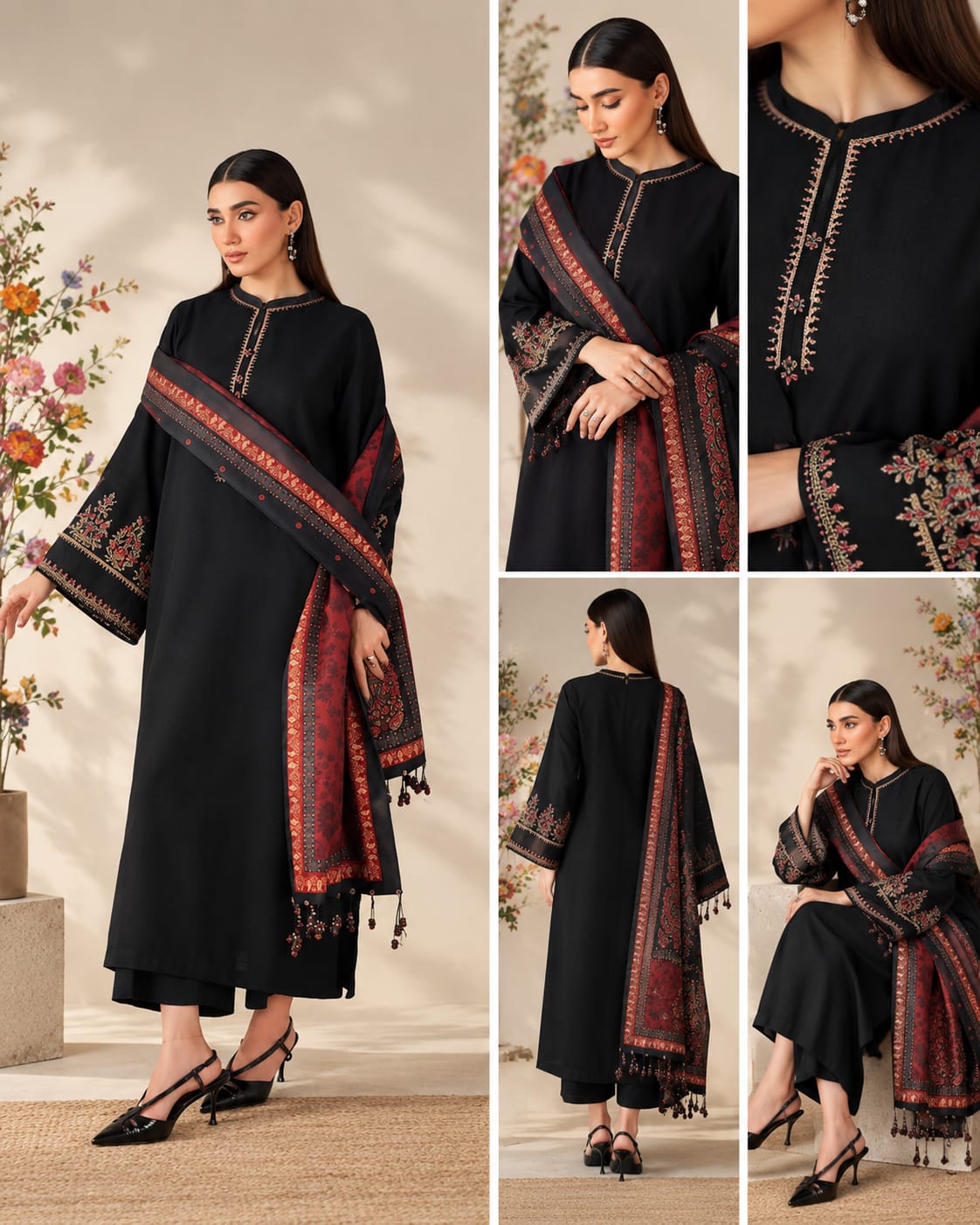 Izel Luxury Dhanak Embroidered 3PC Suit