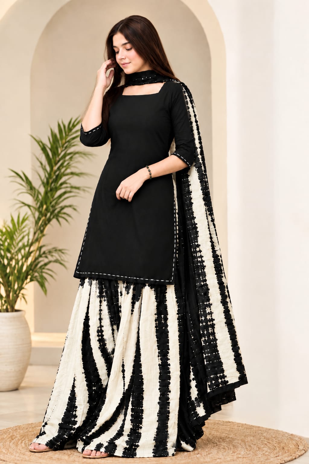 Black & White luxury Permium lawn Suit
