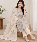 Aylin Blue Floral 3-Piece Suit | Unstitched