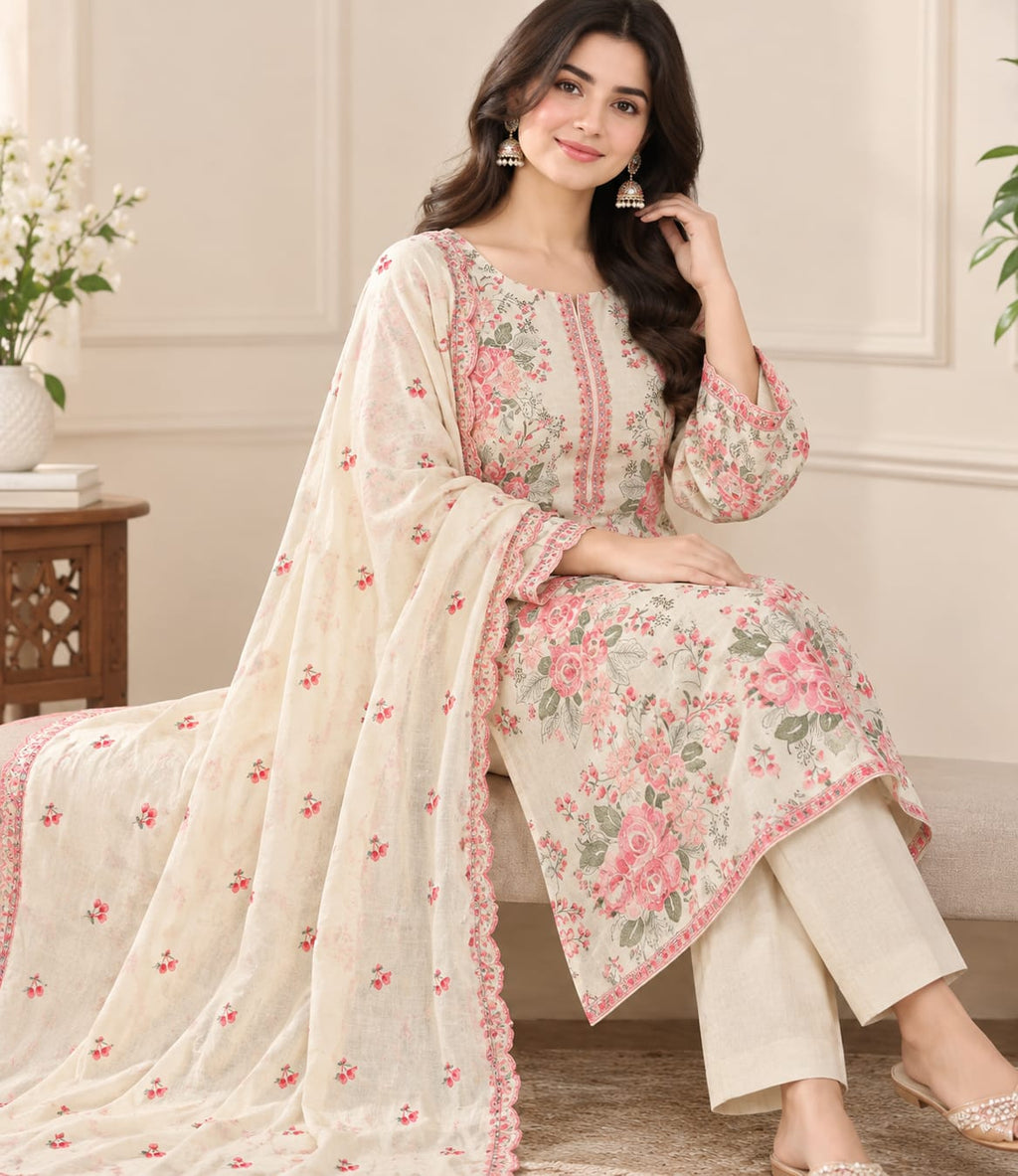 Gulrukh  Floral 3-Piece Suit | Unstitched