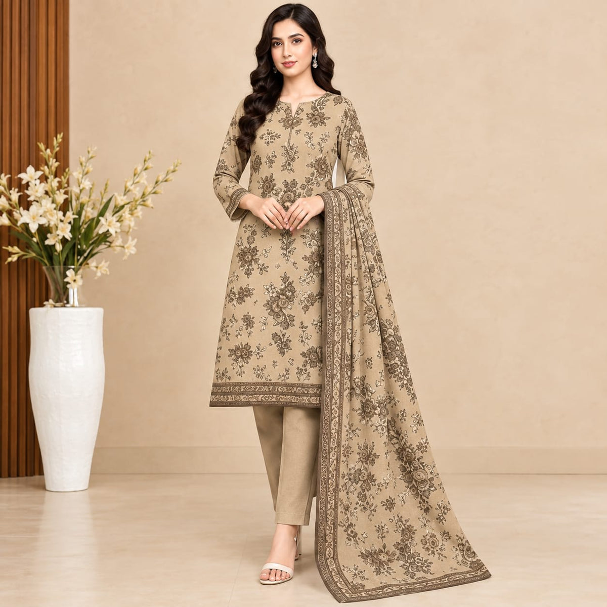 Baroque Dhanak 3PC Printed Suit