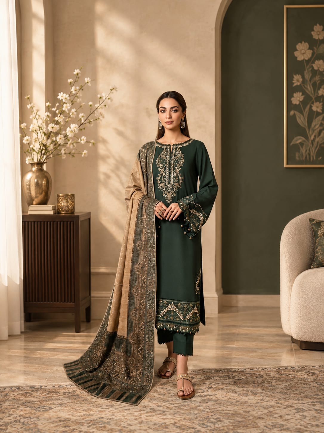 IZEL Premium Dhanak 3-Piece Suit