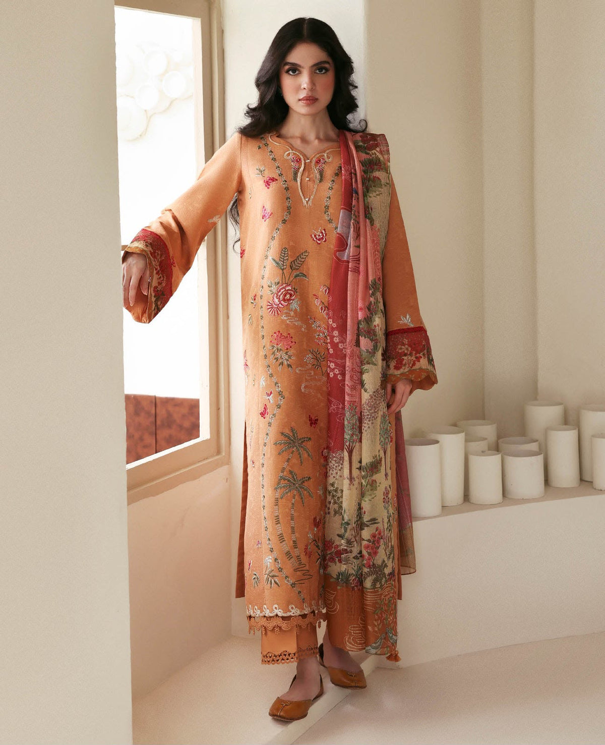 Republic Peach Dhanak 3-Piece Suit