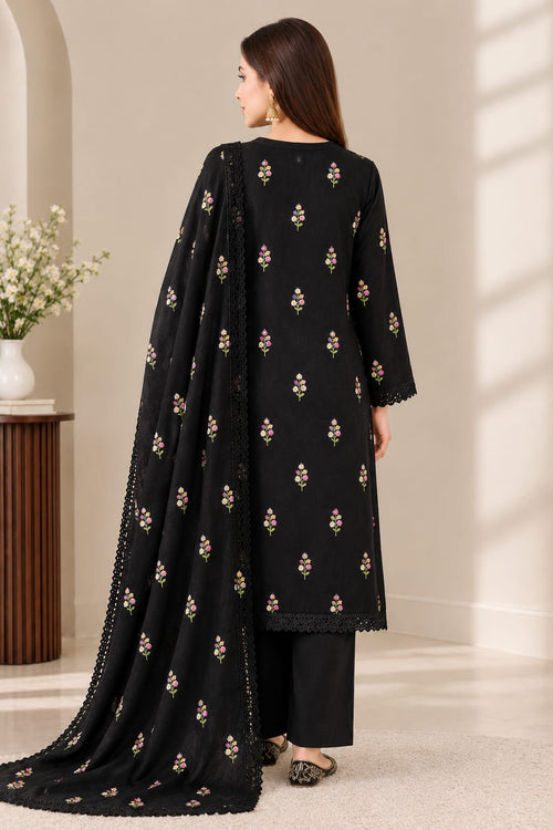 Aneels Black Dhanak 3-Piece Unstitched