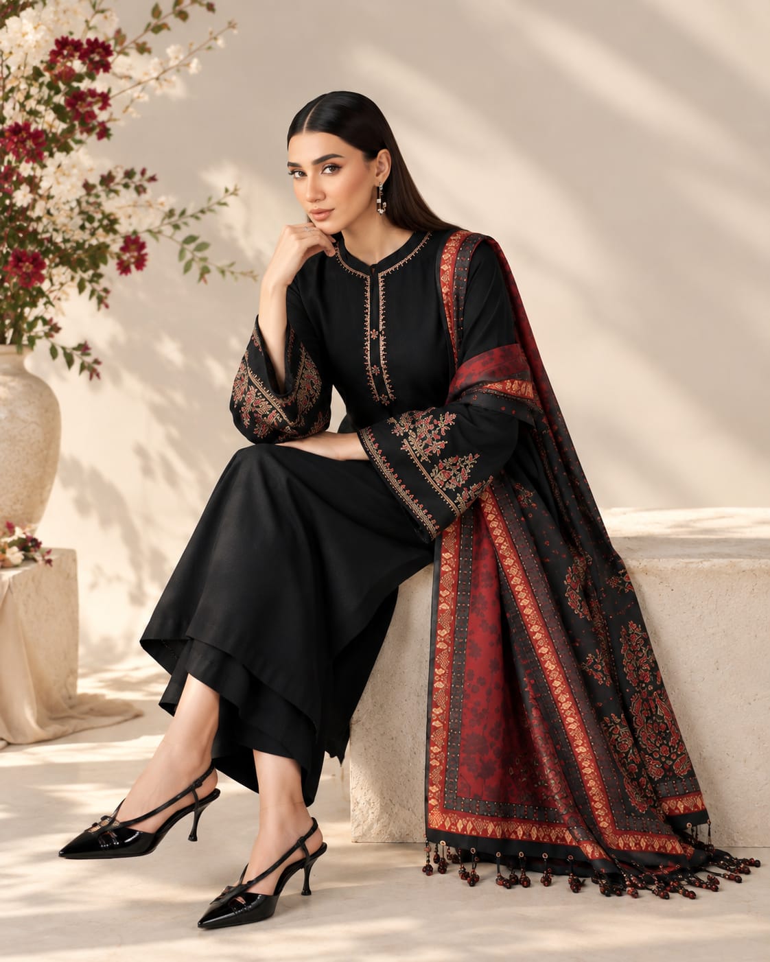Izel Luxury Dhanak Embroidered 3PC Suit