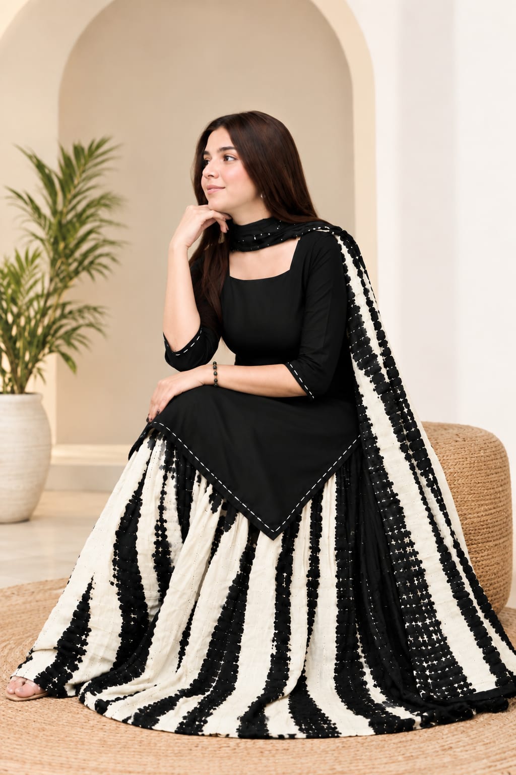 Black & White luxury Permium lawn Suit