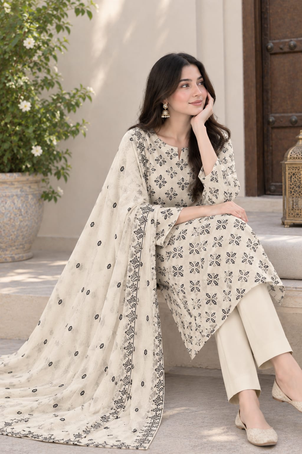 Elegant Printed Unstitched 3-Piece Suit