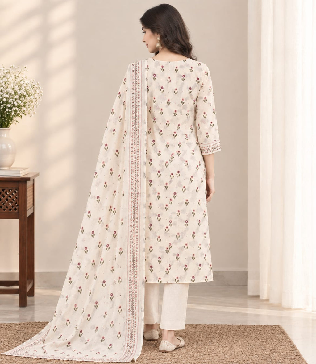 Aaira Floral Printed 3-Piece Suit | Unstitched