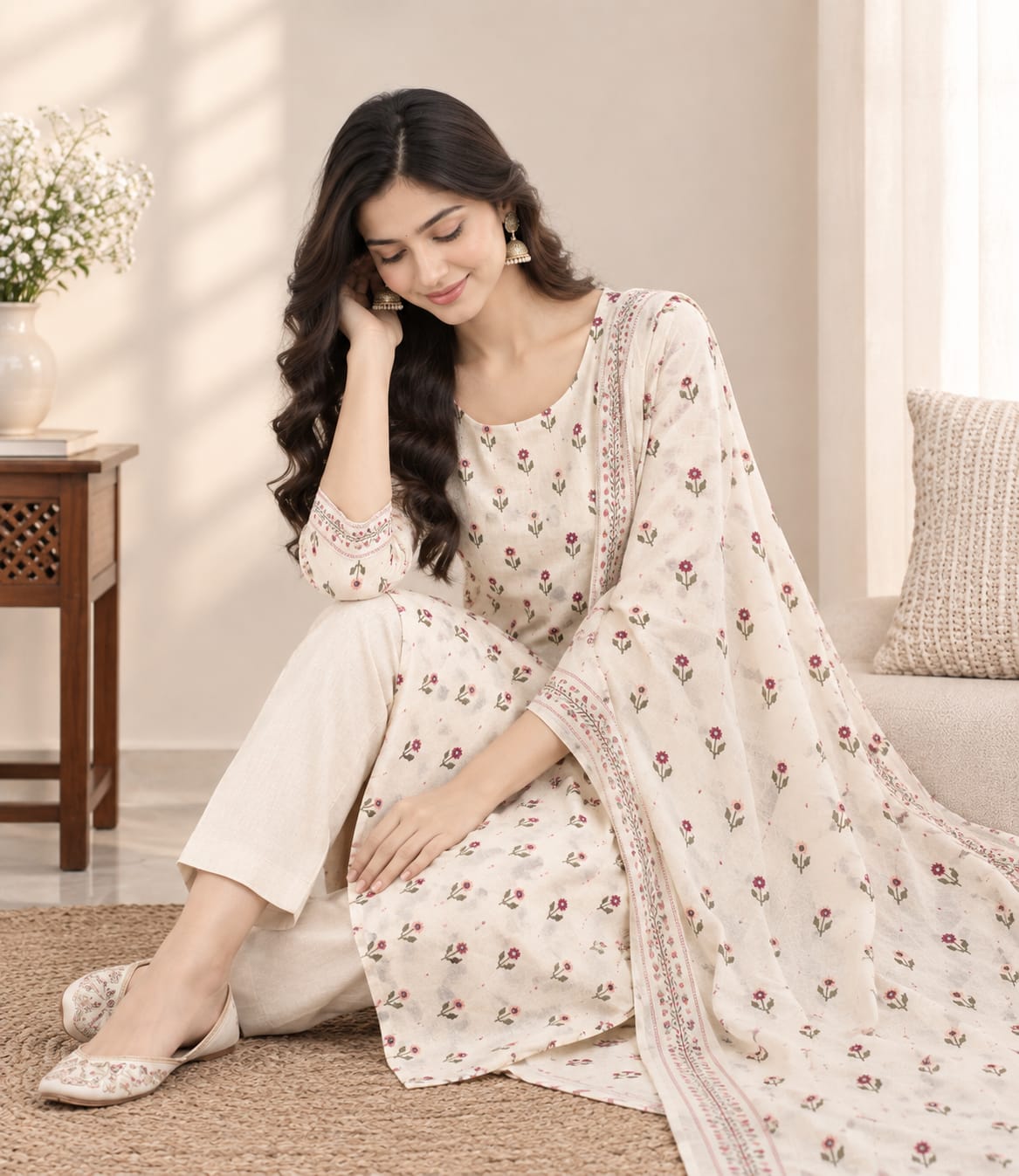 Aaira Floral Printed 3-Piece Suit | Unstitched