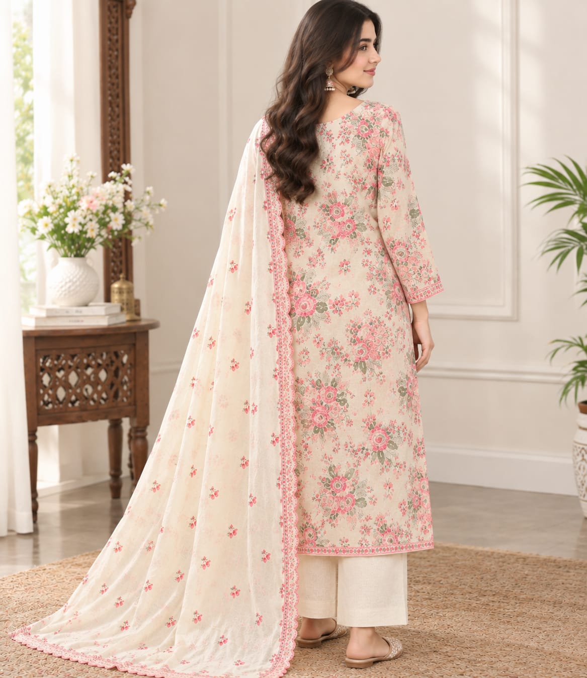 Gulrukh  Floral 3-Piece Suit | Unstitched