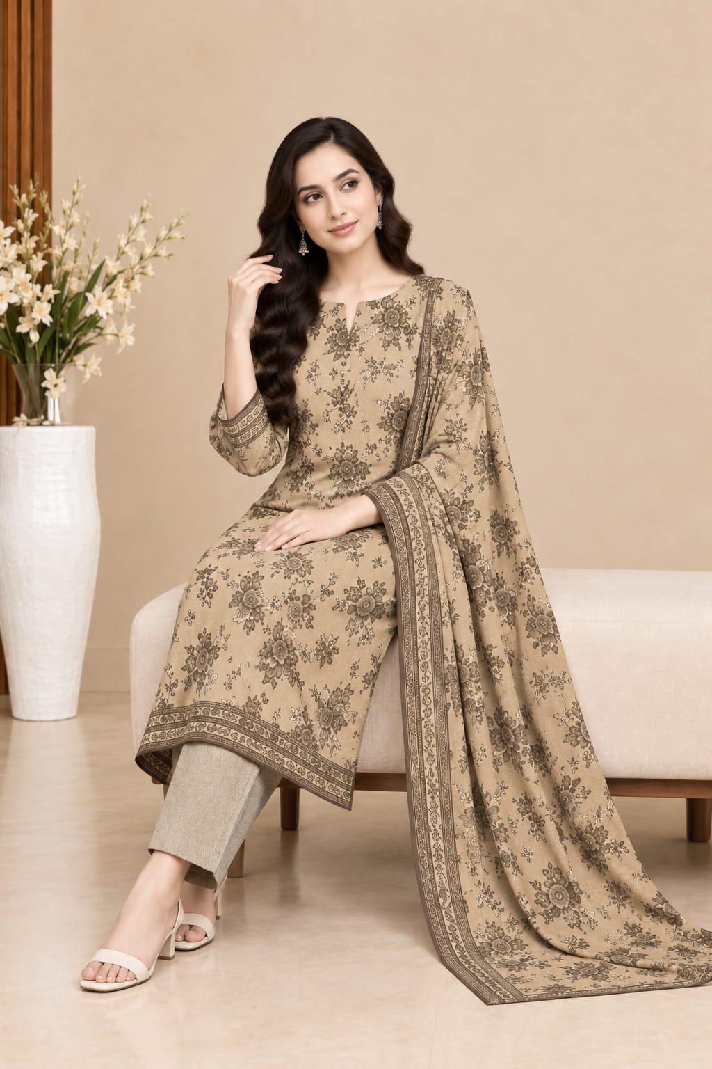 Baroque Dhanak 3PC Printed Suit