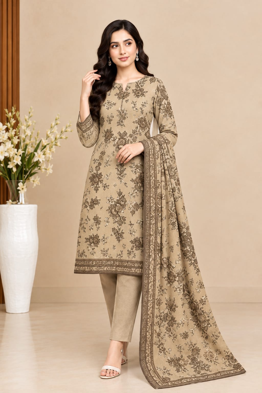 Baroque Dhanak 3PC Printed Suit