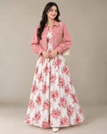 Pink Floral Printed Maxi with Jacket