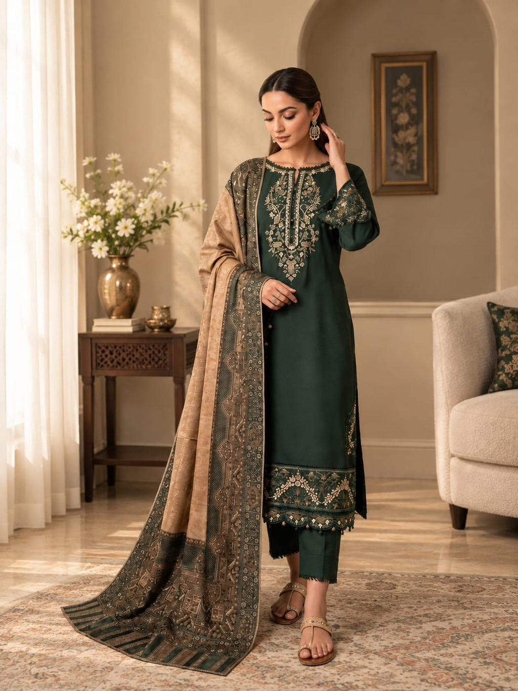 IZEL Premium Dhanak 3-Piece Suit