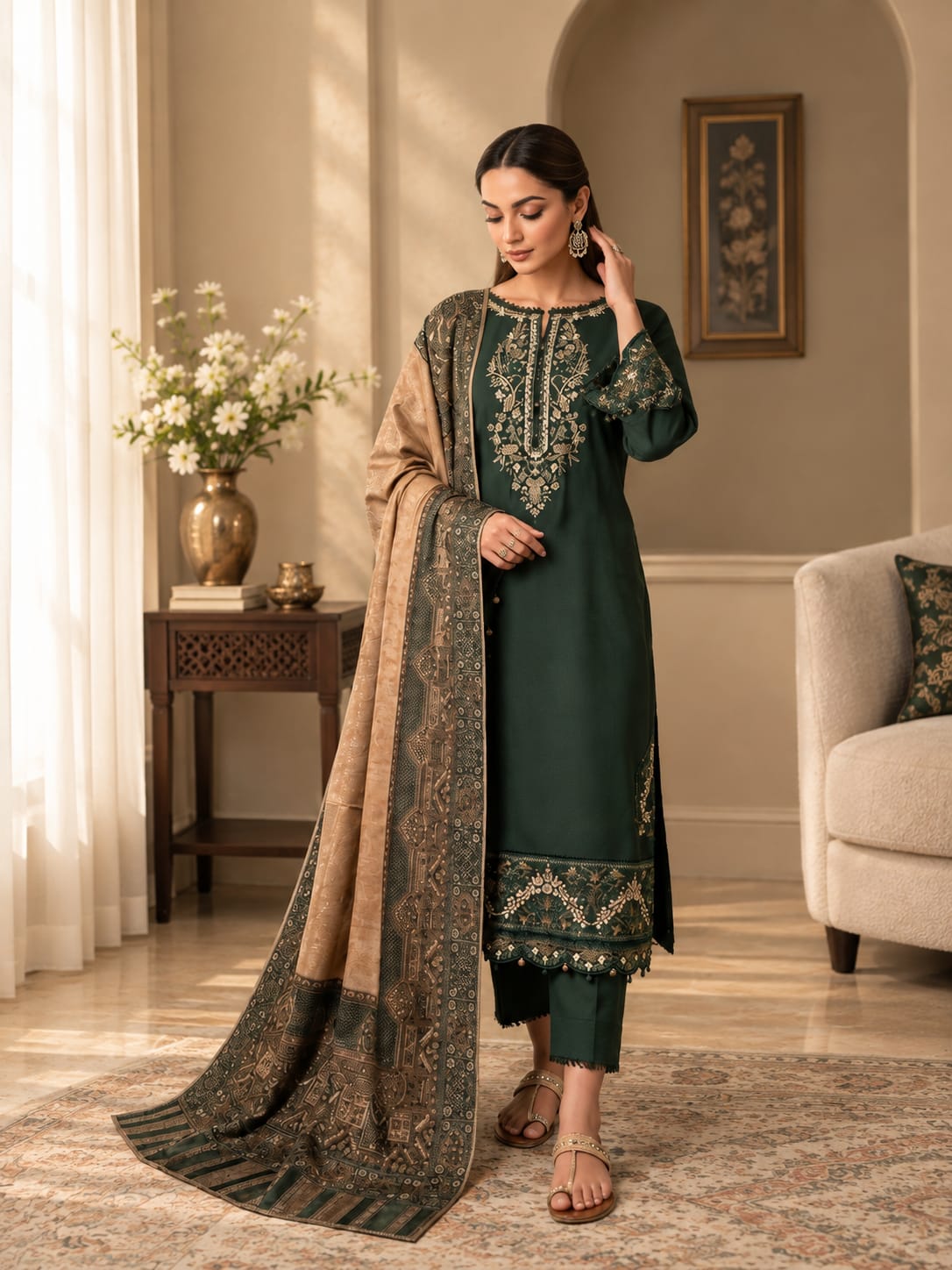 IZEL Premium Dhanak 3-Piece Suit