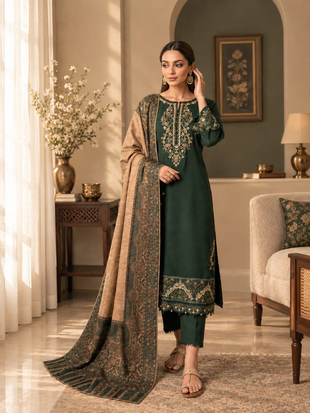 IZEL Premium Dhanak 3-Piece Suit
