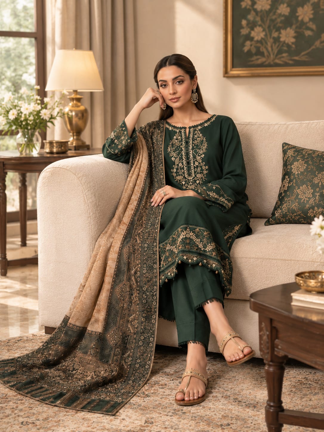 IZEL Premium Dhanak 3-Piece Suit