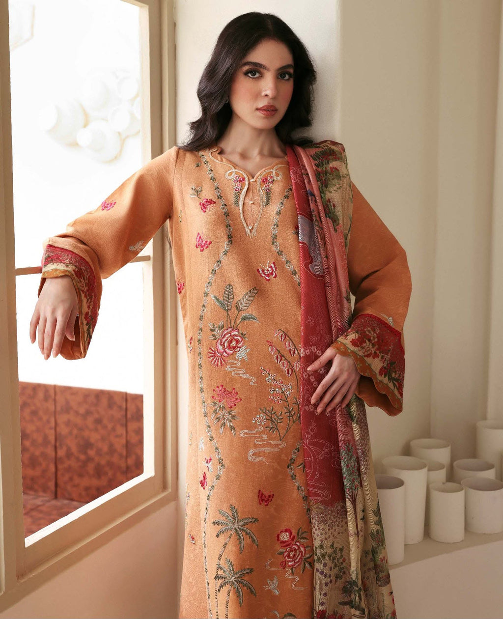 Republic Peach Dhanak 3-Piece Suit
