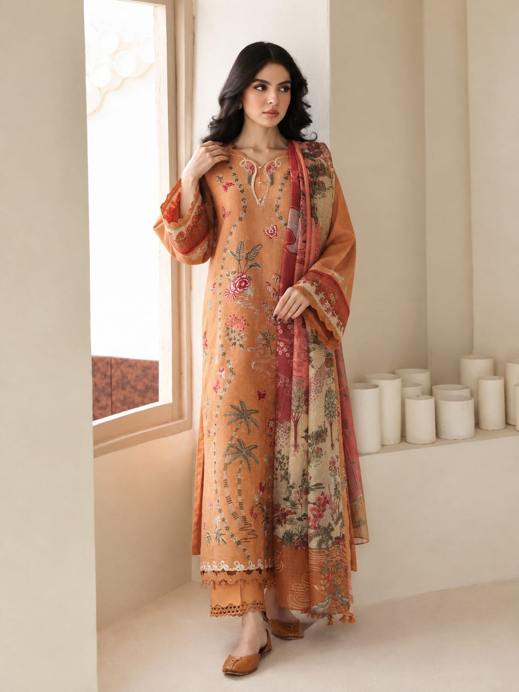 Republic Peach Dhanak 3-Piece Suit