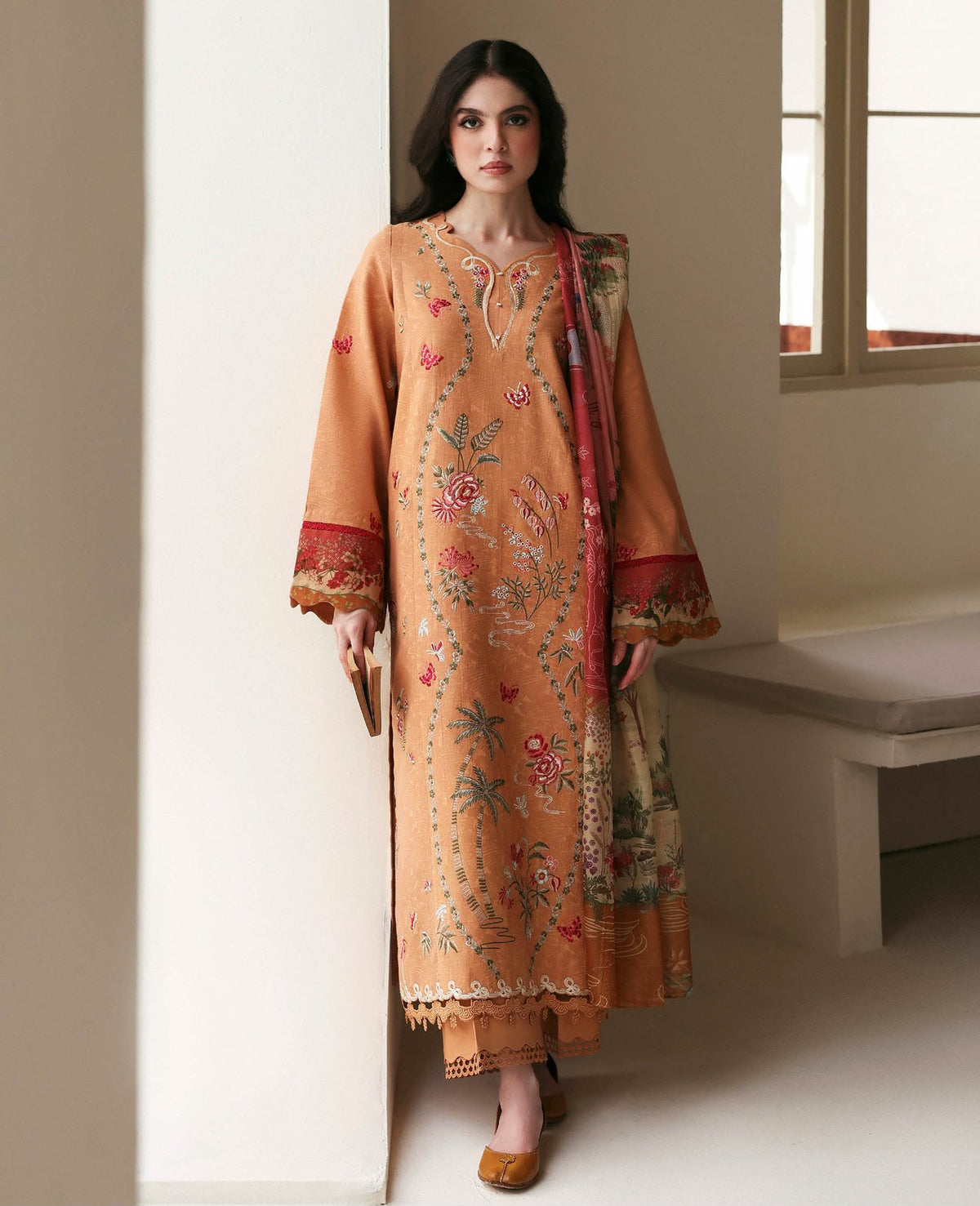 Republic Peach Dhanak 3-Piece Suit