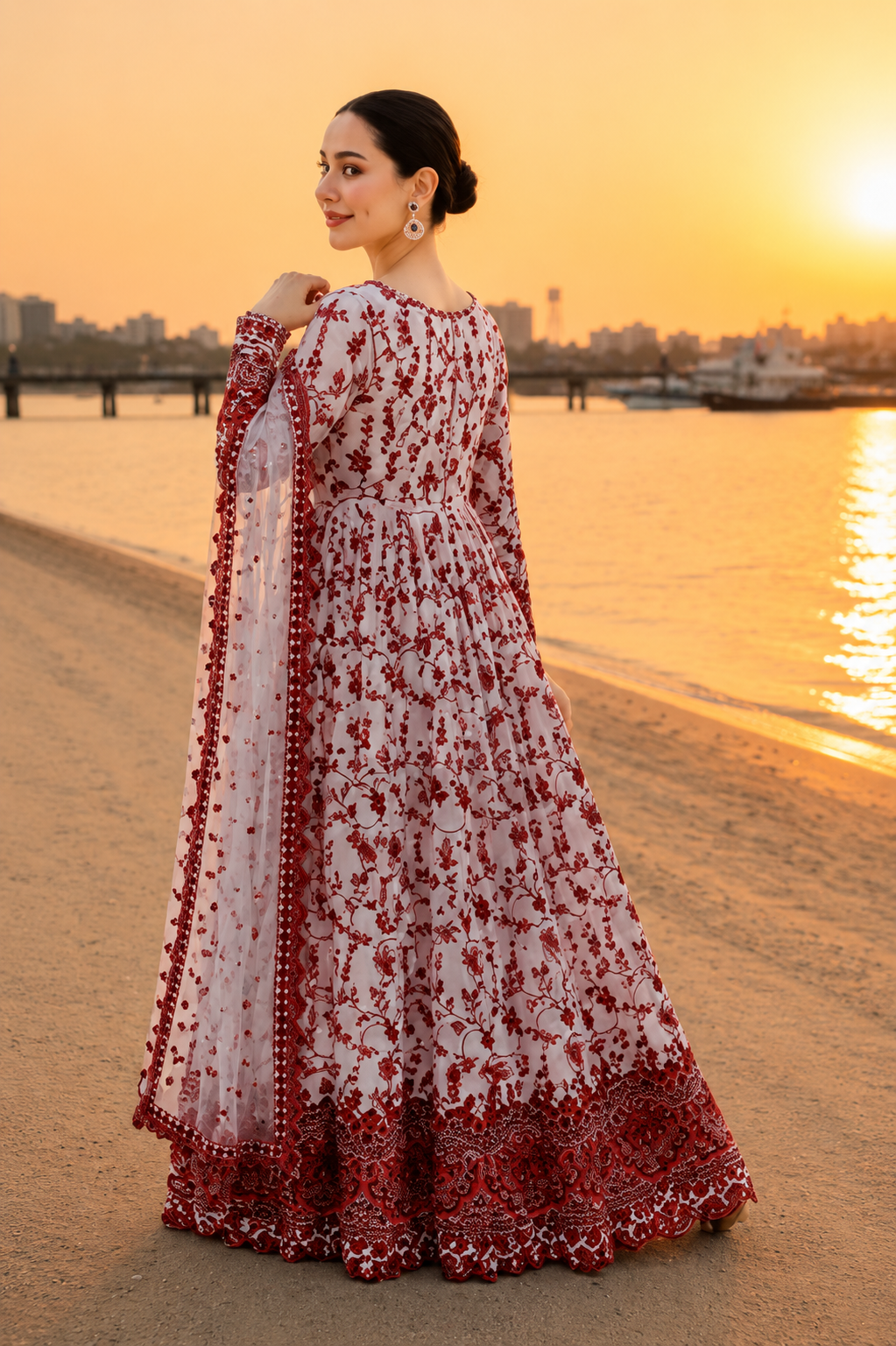 3 Pcs Women's Stitched Lawn Printed Maxi Suit.